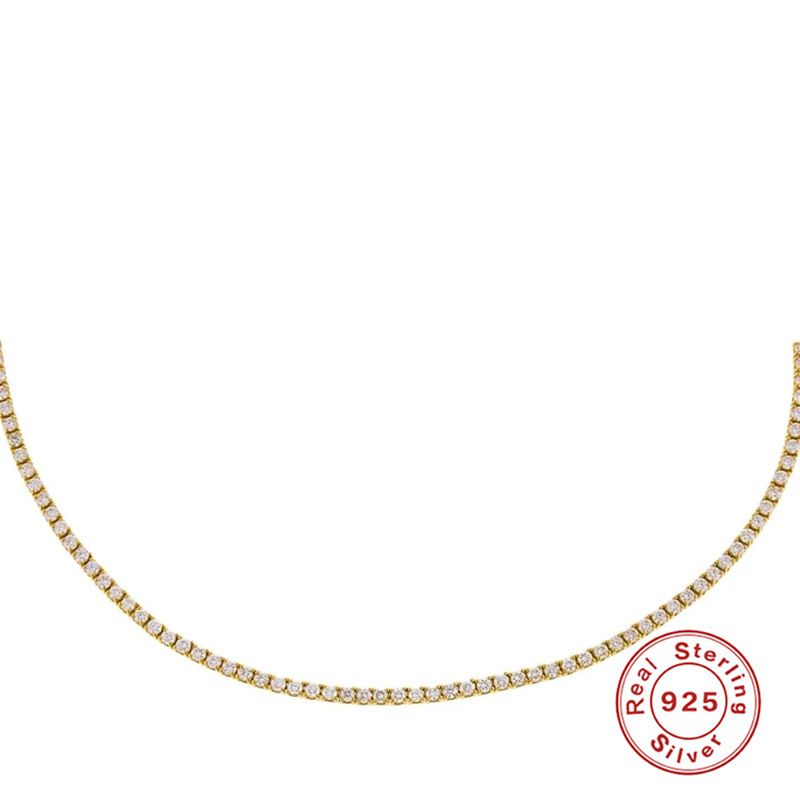 Collana girocollo leggera di lusso alla moda in stile francese INS con catena da tennis Hip-Hop in argento puro da 2,0 mm, clavicola tempestata di diamanti_voghion.com