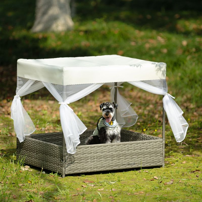 Dog Bed, Pet Bed, Pet Enclosures, Pet Outdoor Furniture, Pet Patio Furniture, Seasonal PE Wicker Pet Furniture, Dog Bed With Curtain_voghion.com