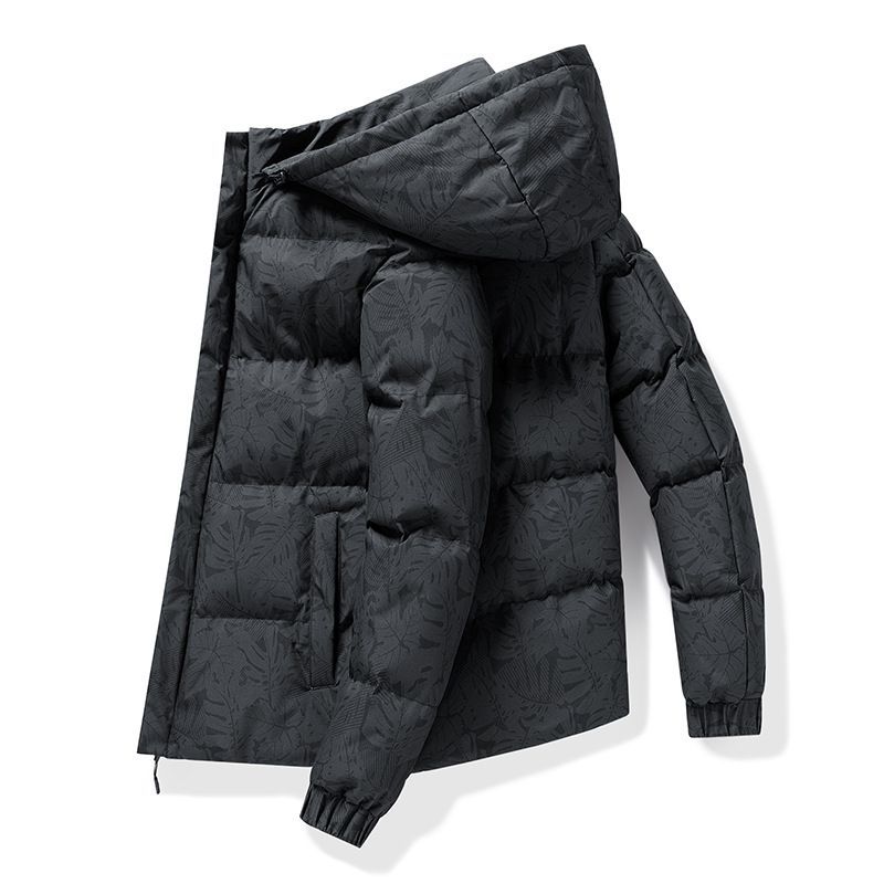 Cappotto ispessito da uomo mimetico per giovani con cappuccio mimetico in foglia d'acero mimetico, cappotto in cotone_voghion.com