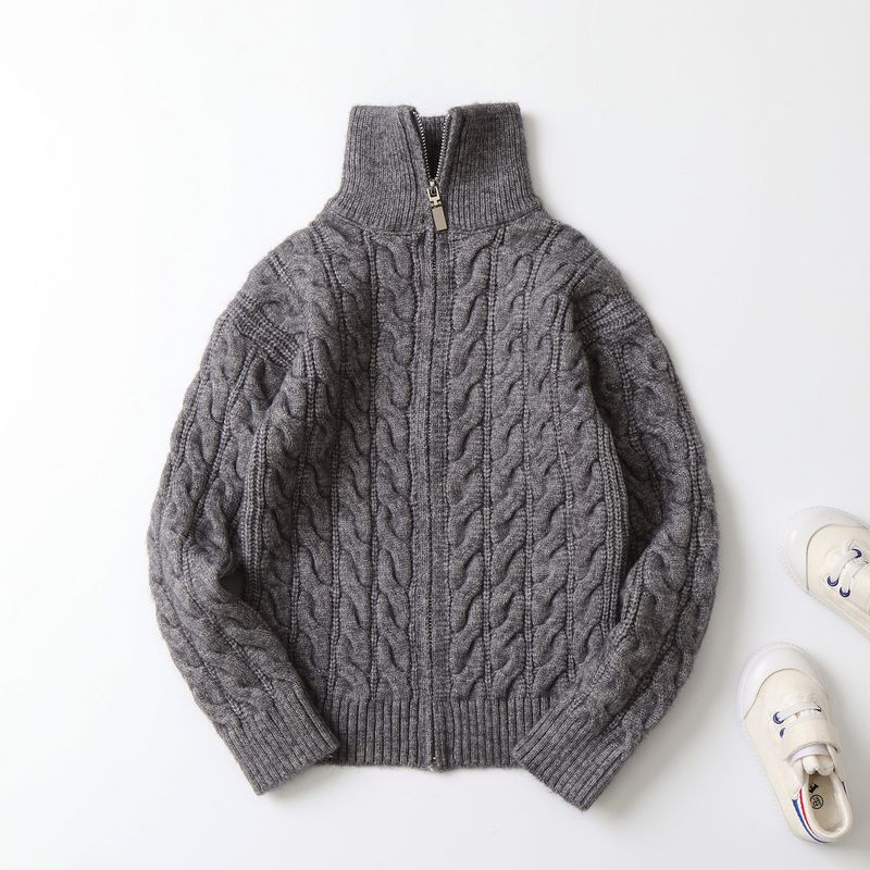 Mother & Kids Lambswool Stand Collar Sweater - Thick Knit Pullover For Big Kids (8+ Years), Soft & Warm Winter Clothing (Multiple Colors & Sizes)_voghion.com