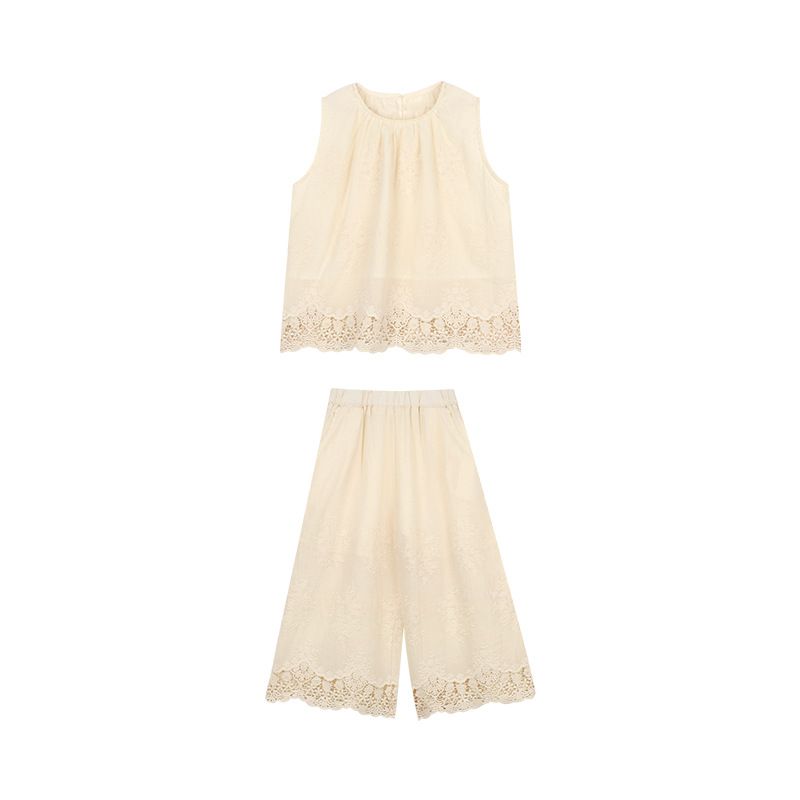 Bērnu apģērbu mežģīņu topi un bikses Jauns bērnu vasaras meža temperamenta maigs uzvalks_voghion.com