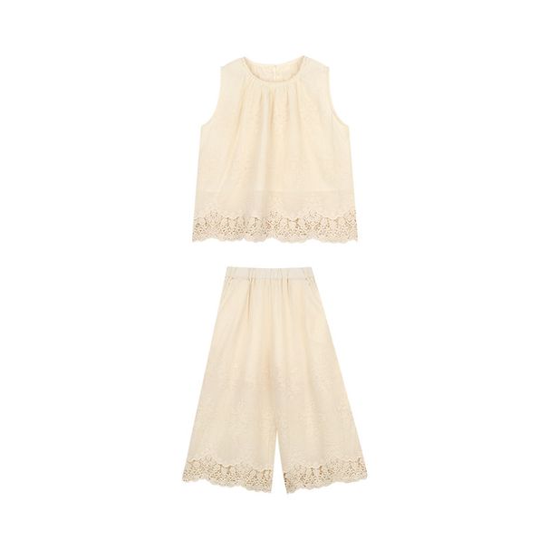 Bērnu apģērbu mežģīņu topi un bikses Jauns bērnu vasaras meža temperamenta maigs uzvalks_voghion.com