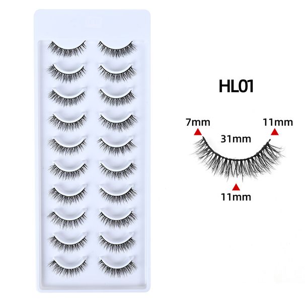 Wimpernset Natürlich Kurz 10 Paar Künstliche Wimpern Schwarze Stiele No Makeup Look Einteilige Weiche Wimpern_voghion.com