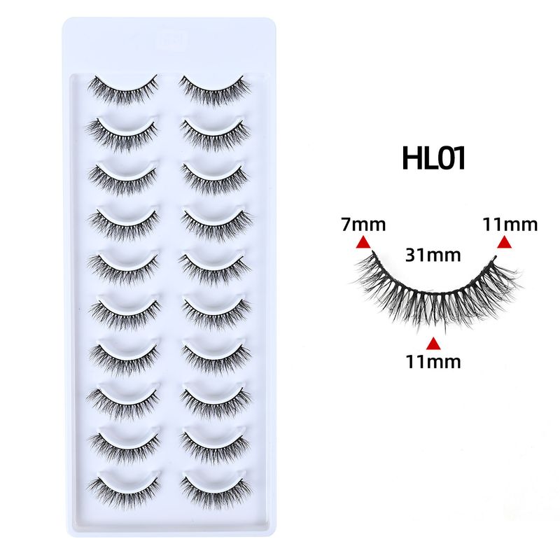 Eyelashes Set Natural Short 10 Pairs Of False Eyelashes Black Stems No Makeup Look One Piece Soft Eyelashes_voghion.com