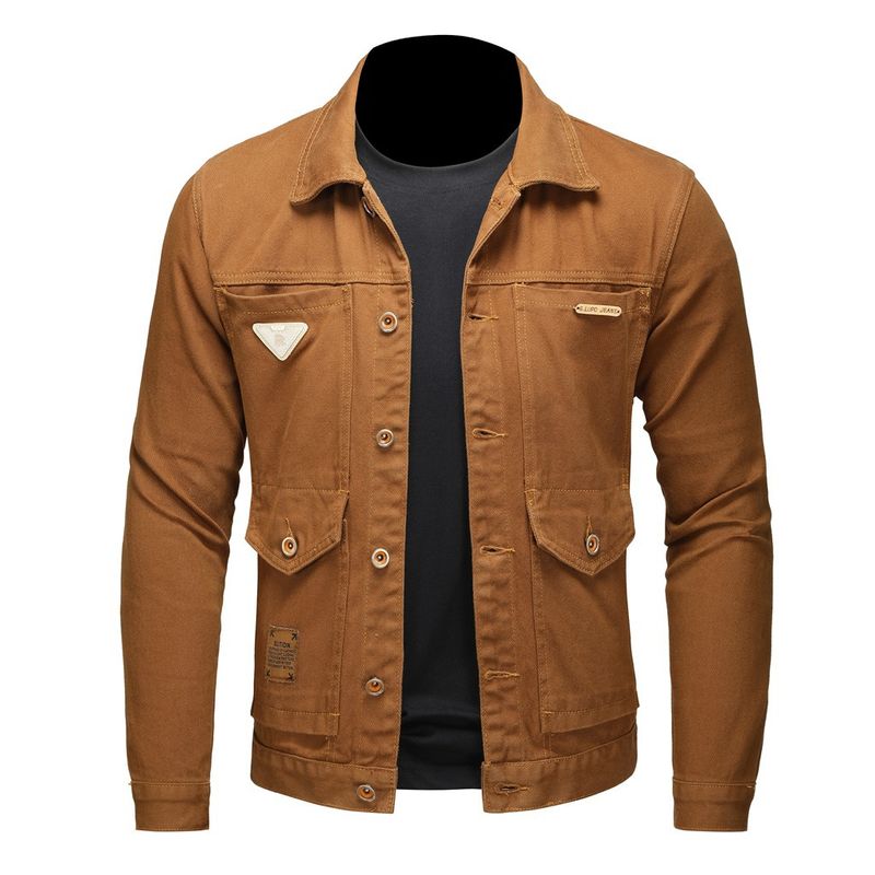 Giacca in denim di cotone primaverile e autunnale da uomo, taglie grandi, vestibilità ampia, giacca casual americana, vestibilità ampia, lavata da uomo_voghion.com