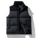 Men's Color-Block Sleeveless Vest, Thickened Warm Winter Waistcoat With Stand Collar & Double Breasted Design_voghion.com