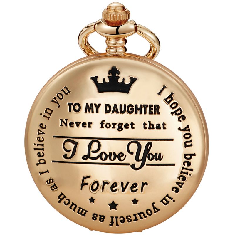 To My Daughter I Love You Quartz Pocket Watch Women Kids Necklace Laser Engraved Pendant Fob Chain Christmas Birthday_voghion.com