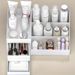 Organiseur de cosmétiques extensible blanc avec tiroirs, boîte de rangement polyvalente pour maquillage, soins de la peau, salle de bain, coiffeuse, bureau, commode_voghion.com