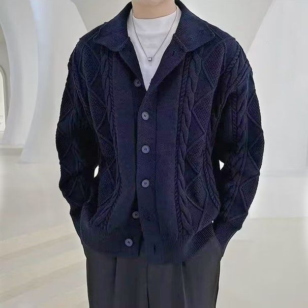 Men's Clothing Men's Knit Cardigan Sweater With Cable Pattern & Button Front - Premium Lightweight Business Casual Pullover For Autumn & Winter_voghion.com