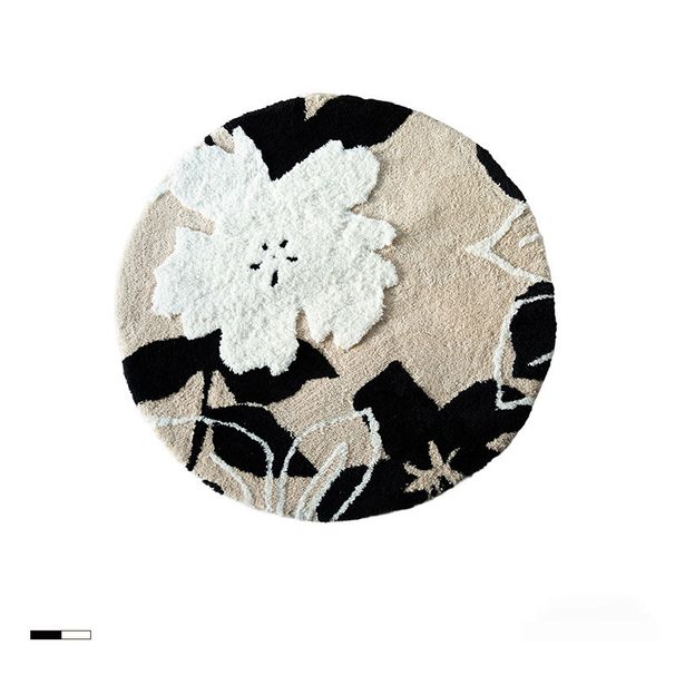 Round Living Room Coffee Table With Water Absorption Bedside Rug For Bedroom Thickened Flocked Carpet_voghion.com