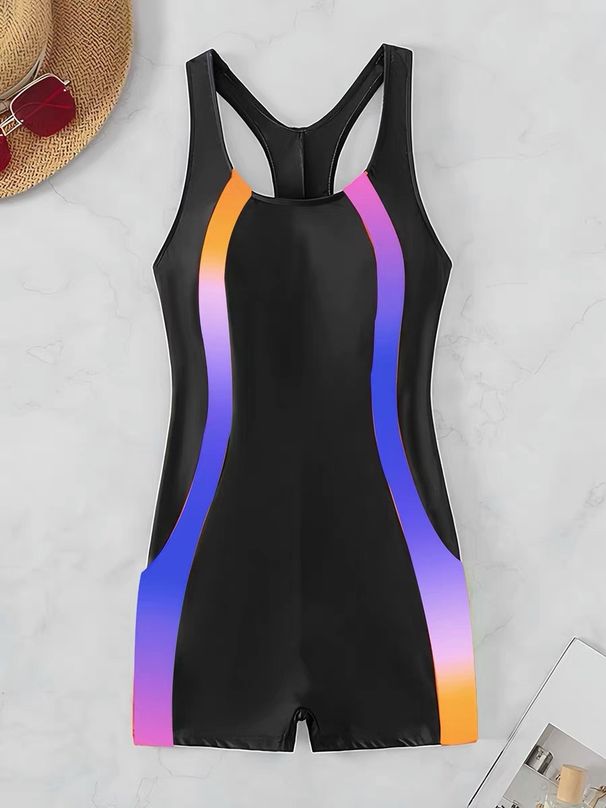 Einfarbiger, hoch taillierter Badeanzug mit integriertem BH für Damen – sportliche und dezente Bademode für Damen_voghion.com