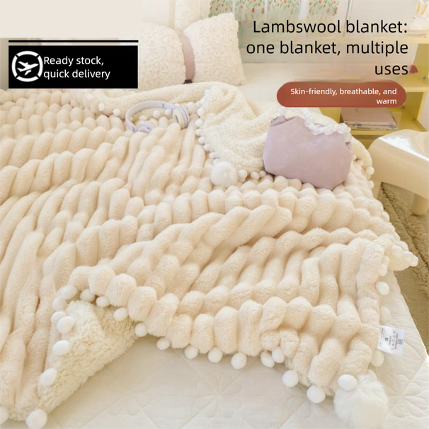 Coperta in pile di corallo per ufficio, per pisolini, aria condizionata, divano, pausa pranzo, scialle, lana di agnello, invernale_voghion.com