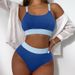 Nuovo costume da bagno due pezzi da donna a coste in tessuto speciale 2025, con blocchi di colore, vari colori_voghion.com
