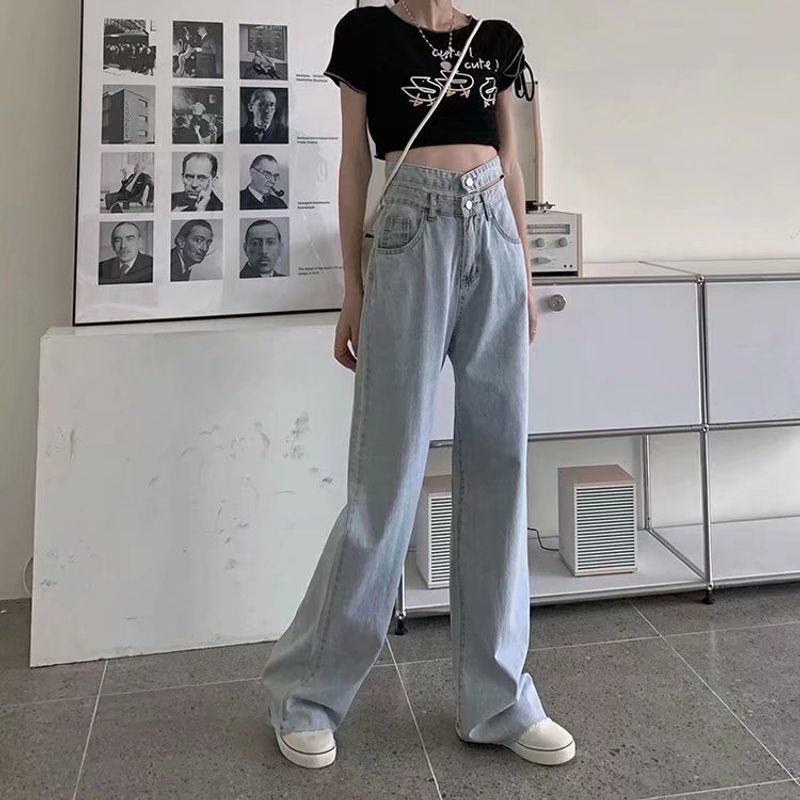 Jeans mit hoher Taille und weitem Bein für Damen, gerades Bein, lockere Passform, Frühling/Sommer, Übergröße, neuer Stil, Hängegefühl, Papa,_voghion.com