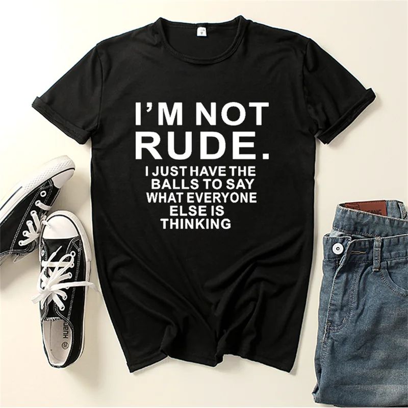 I'm Not Rude Letter Print Women T Shirt Short Sleeve O Neck Loose Women Tshirt Ladies Tee Shirt Tops Clothes Camisetas Mujer._voghion.com