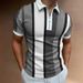 Men's Clothing Striped Short Sleeved Shirt Slim Lapel Zipper Top_voghion.com