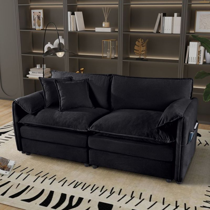 Oversized Chenille Loveseat Sofa, Oversized 2-Seater Small Cloud Couch, Modern Comfy Deep Seat Love Seat For Living Room Bedroom Office Apartment,DI_voghion.com