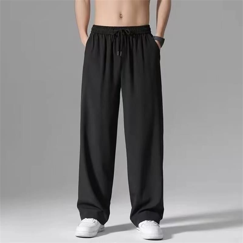 Pantaloni de jogging pentru bărbați, model Ice Silk, stil Y2k, stil streetwear, sport, jogging, sport, pantaloni largi, drepți_voghion.com