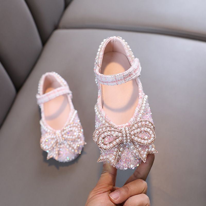 Female Bow Princess Baby Children Students Single Shoe Leather Dance Performance_voghion.com