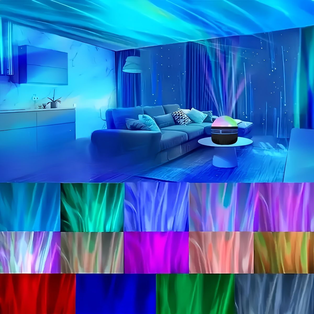 Tähistaeva projektsioon Veepulber Aurora Borealis USB voodipea atmosfäär Magamistoa LED helendav öövalgusti_voghion.com