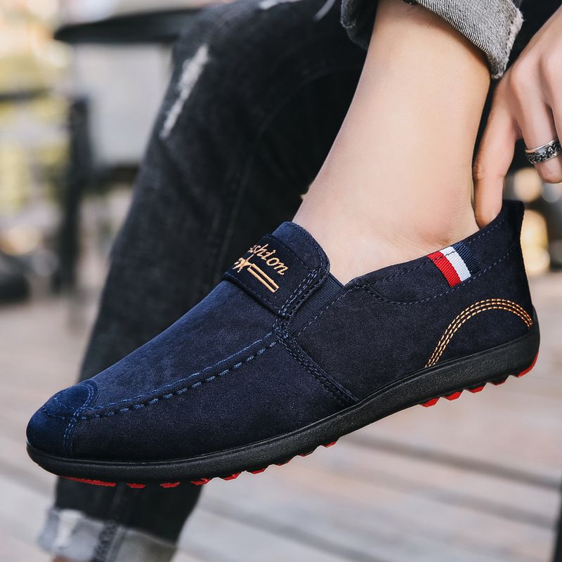 Four seasons hot selling canvas shoes men's shoes lazy shoes men's casual solid color set foot soft soled driving shoes_voghion.com