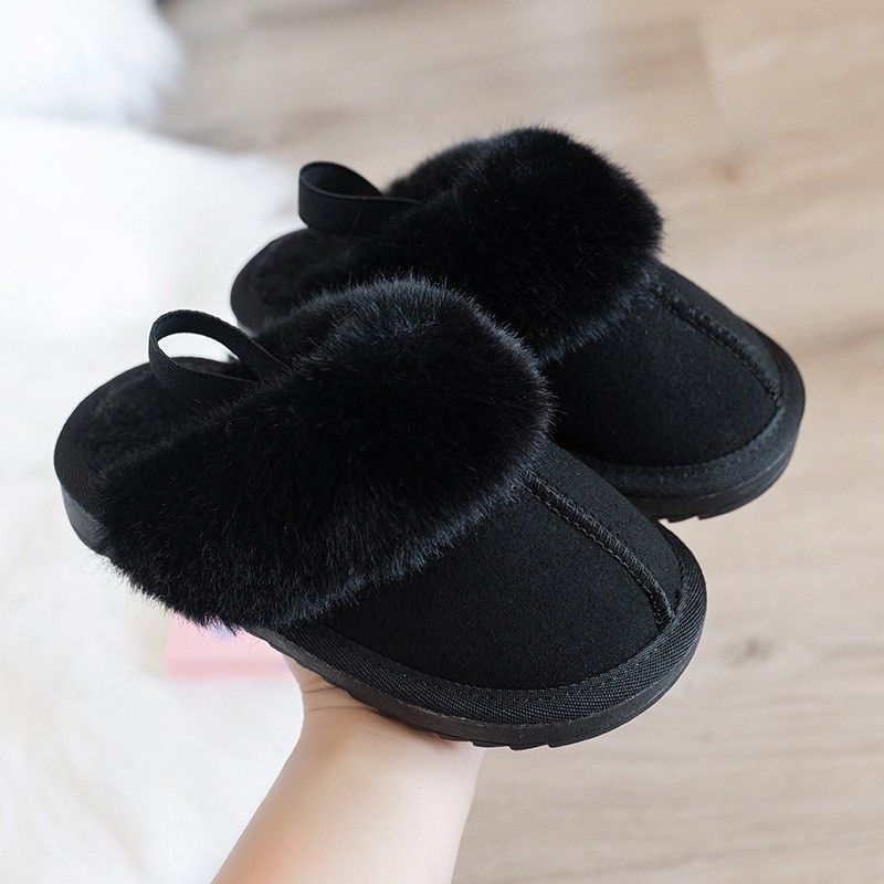 Furry Shoes Fashionable and Versatile Furry Slippers Girls' Casual Cotton Shoes Baby Cotton Slippers_voghion.com