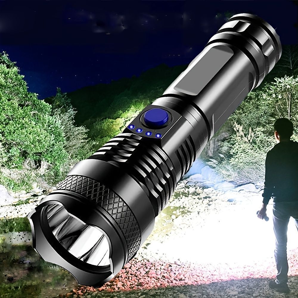 Lampe torche portable rechargeable par USB ; matériau plastique ; idéale pour le camping, la randonnée_voghion.com