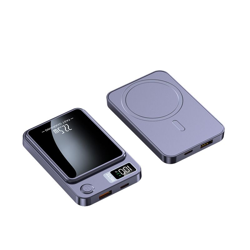 Ultradünne kabellose magnetische Powerbank mit 20.000 mAh, tragbares Ladegerät mit Schnellladung, LED-Anzeige und zwei Lademodi_voghion.com