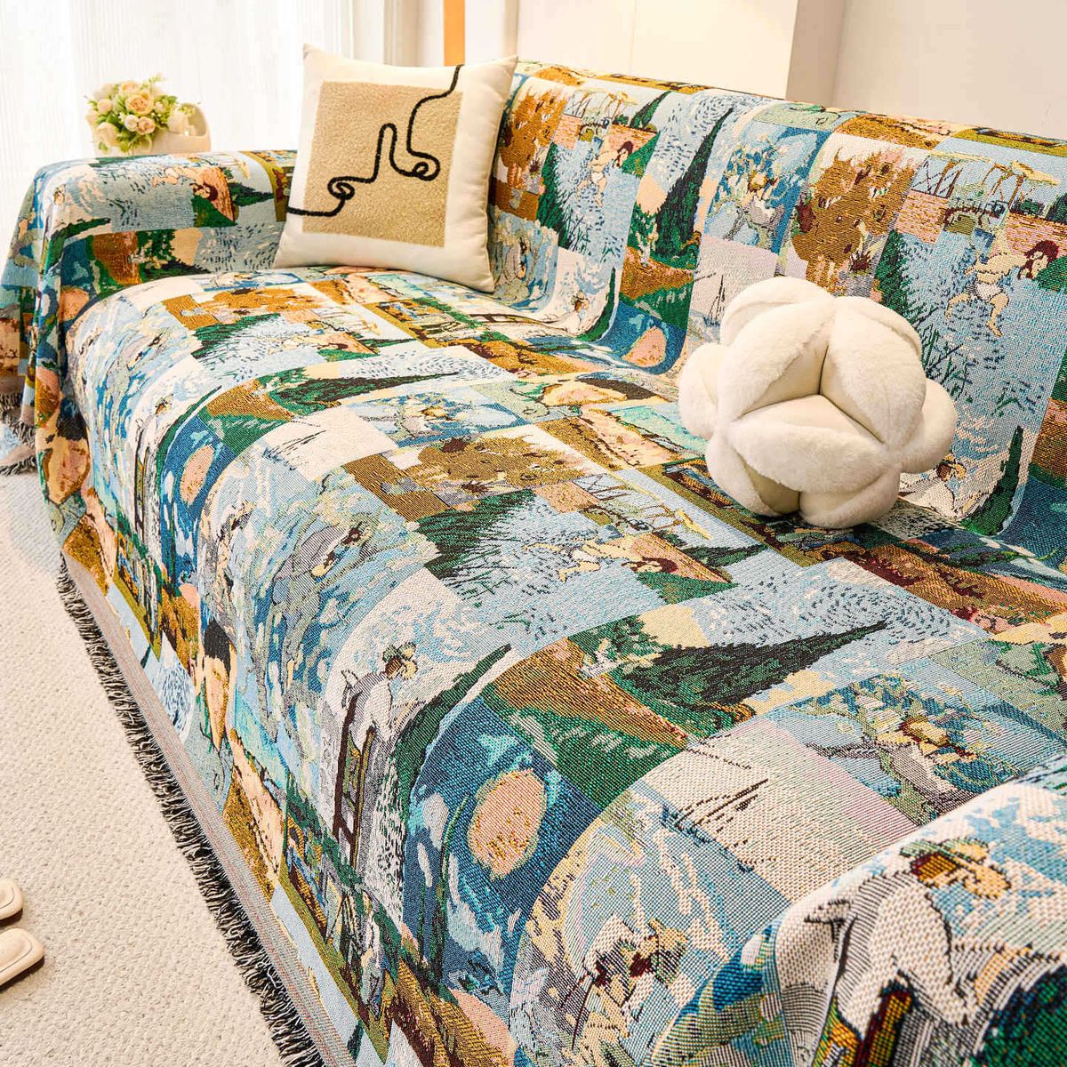 Sofabezug aus Chenille mit niedlichen Tiermotiven – Kratzfester Universal-Sofaschutz, weiche und strapazierfähige Stretch-Sofadecke_voghion.com