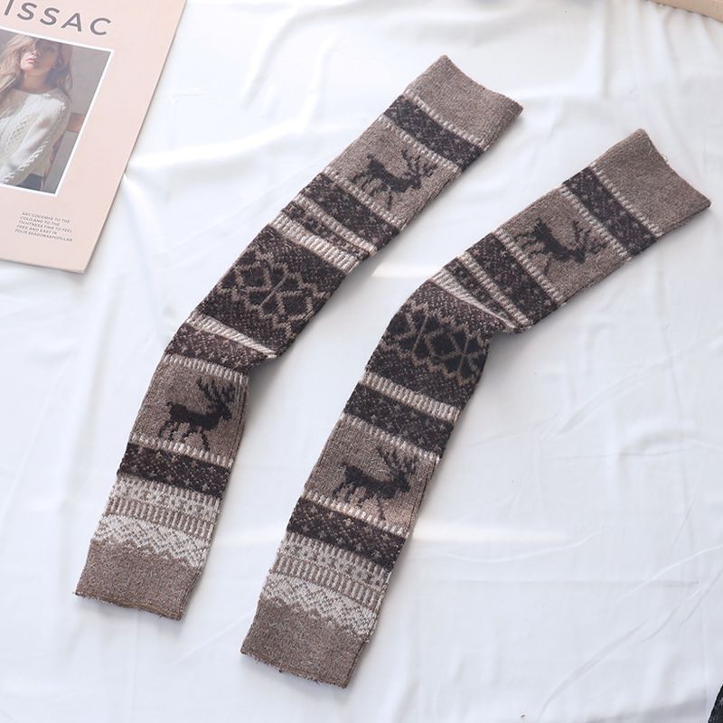 Autumn and winter stockings over the knee thigh socks women's yoga stockings rabbit wool thickened warm leg warmers deer_voghion.com