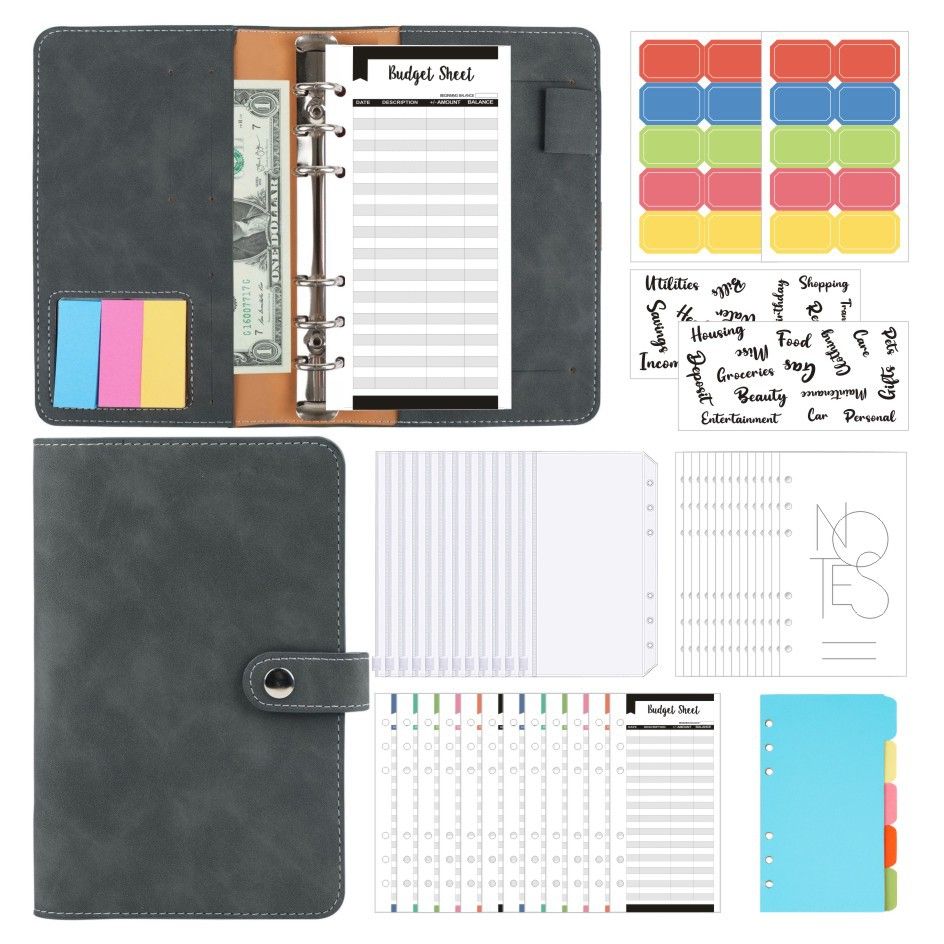 Refillable Notebooks Exclusive A6 Binder Retro PU Soft Leather Notebook Cash Budget Hand Account Book Creative Account Book_voghion.com