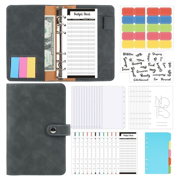 Refillable Notebooks Exclusive A6 Binder Retro PU Soft Leather Notebook Cash Budget Hand Account Book Creative Account Book_voghion.com
