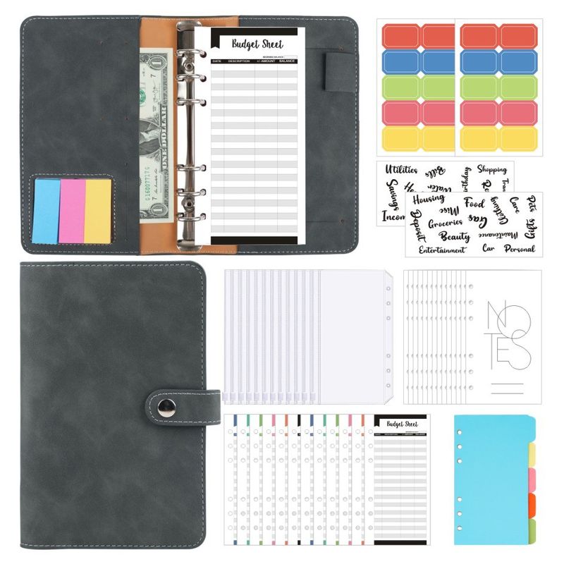 Refillable Notebooks Exclusive A6 Binder Retro PU Soft Leather Notebook Cash Budget Hand Account Book Creative Account Book_voghion.com