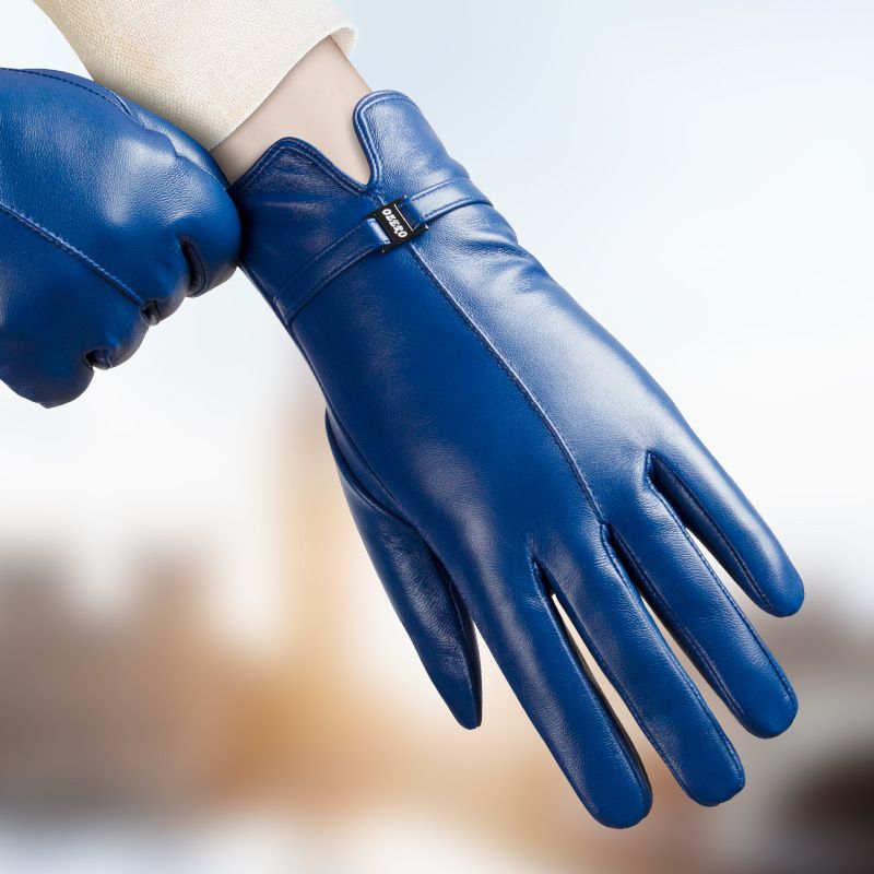 Winter Women's Sheepskin Gloves Touchscreen with Velvet Warm Driving Leather Glove Gift Box Annual Meeting_voghion.com
