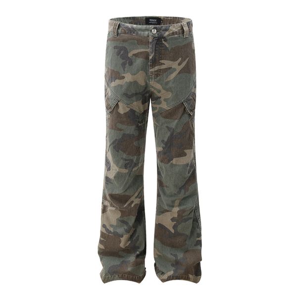 Men's Clothing Vintage Camo Cargo Pants - Oversized Streetwear Utility Trousers With Drop Cuff Design_voghion.com
