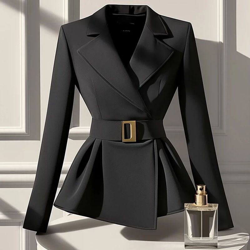 Vêtements pour femmes, veste slim noire, tempérament, célébrité, design, niche, hauts_voghion.com