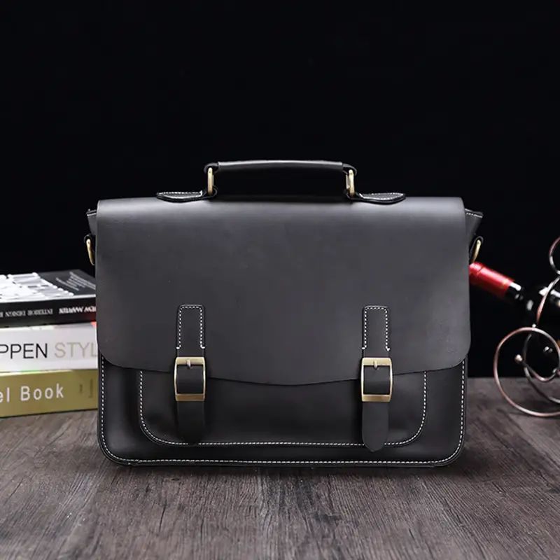Nova Moda Bolsa Masculina Casual Retro Moda Men's Mensageiro Bolsa de Ombro Única Pasta Portátil de Couro_voghion.com