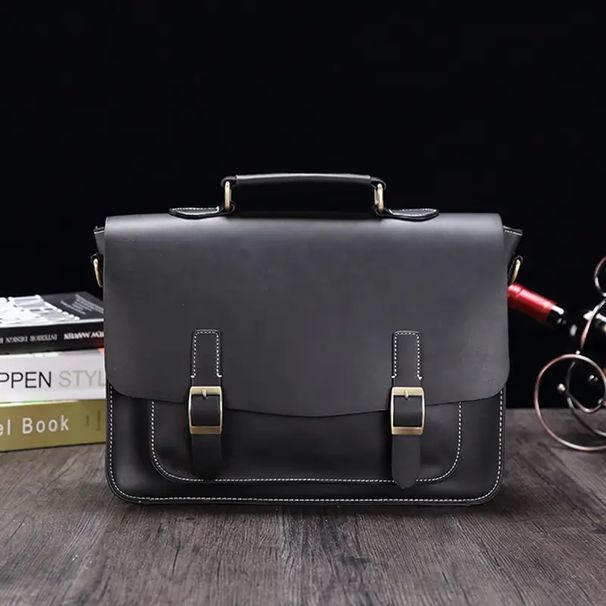 Nova Moda Bolsa Masculina Casual Retro Moda Men's Mensageiro Bolsa de Ombro Única Pasta Portátil de Couro_voghion.com