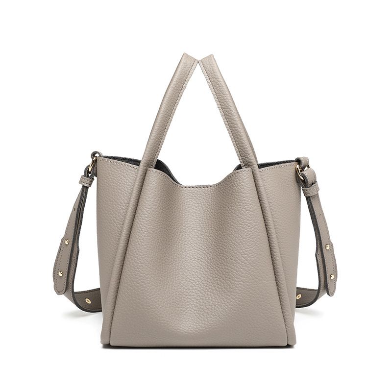 2025 Korean Style Fashion New Soft Leather Litchi Pattern Handbag Basket Niche Simple Versatile Crossbody Bag_voghion.com
