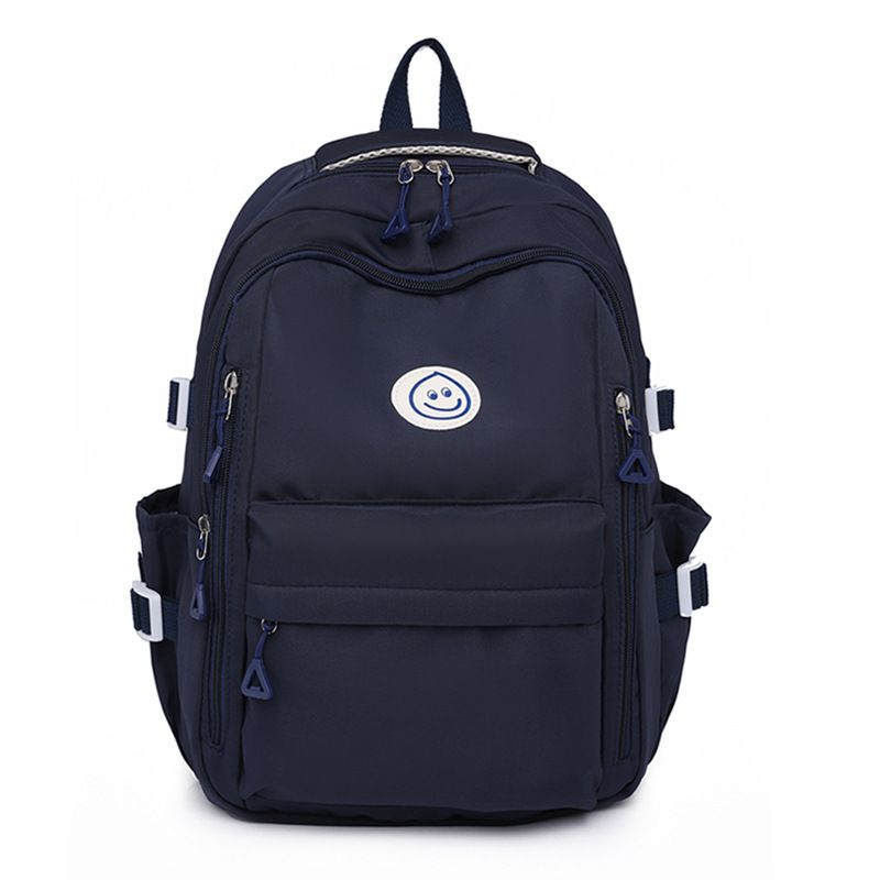 Women's Bags Spring solid color casual schoolbag cute smiley version multi pocket backpack high school student middle school student backpack_voghion.com