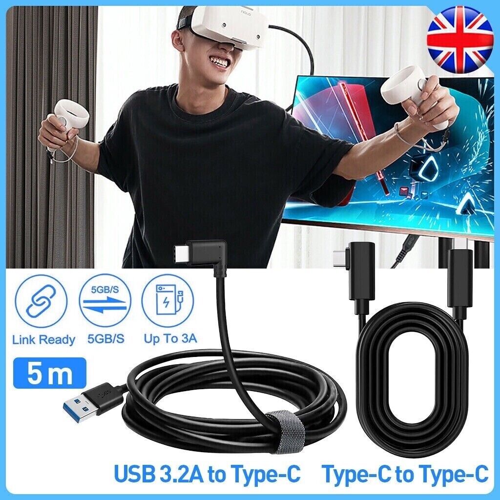 Câble USB-A de 5 m, câble de charge et de données de type C pour Oculus Quest 2, câble Steam VR_voghion.com