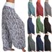 Damenbekleidung Digitaldruck Lange Hose mit weitem Bein Freizeithose Haremshose_voghion.com