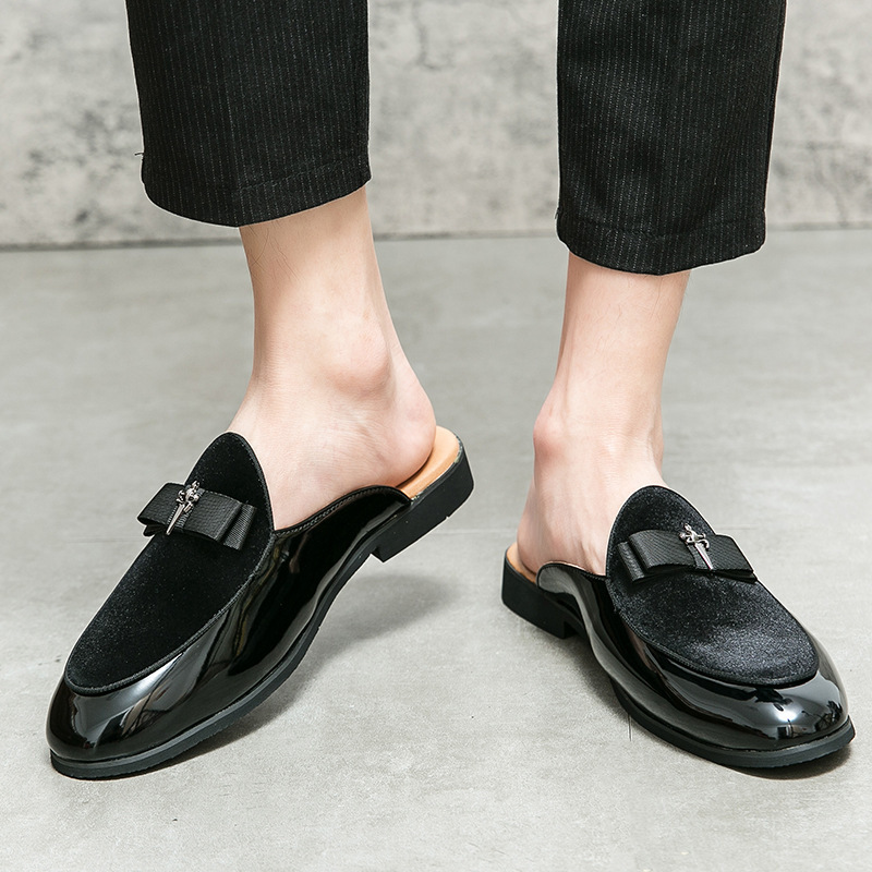 Slip-On Large Loafers Casual Shoes Autumn Leather Without For Winter Half Slippers Heel Men Size Lazy_voghion.com