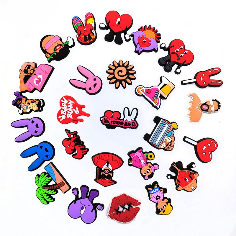 26 Sätz vun Zeechentrickfilm Bad Rabbit Serie Schong Blummen Dekorativ Schnalle Perséinlechkeet DIY Gaart Schong Schnalle Accessoiren_voghion.com