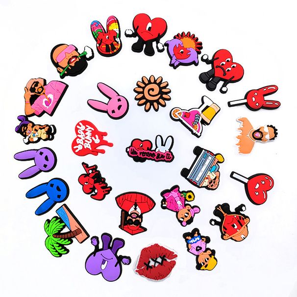 26 Sätz vun Zeechentrickfilm Bad Rabbit Serie Schong Blummen Dekorativ Schnalle Perséinlechkeet DIY Gaart Schong Schnalle Accessoiren_voghion.com