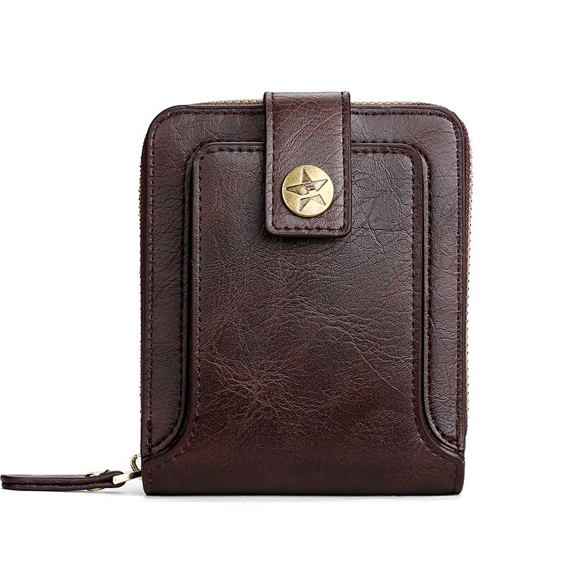 Men Wallet Genuine Leather  Designer Purses Short Zipper Coin Purse Card Holder Chain Portfolio Walet Wallets for Women_voghion.com