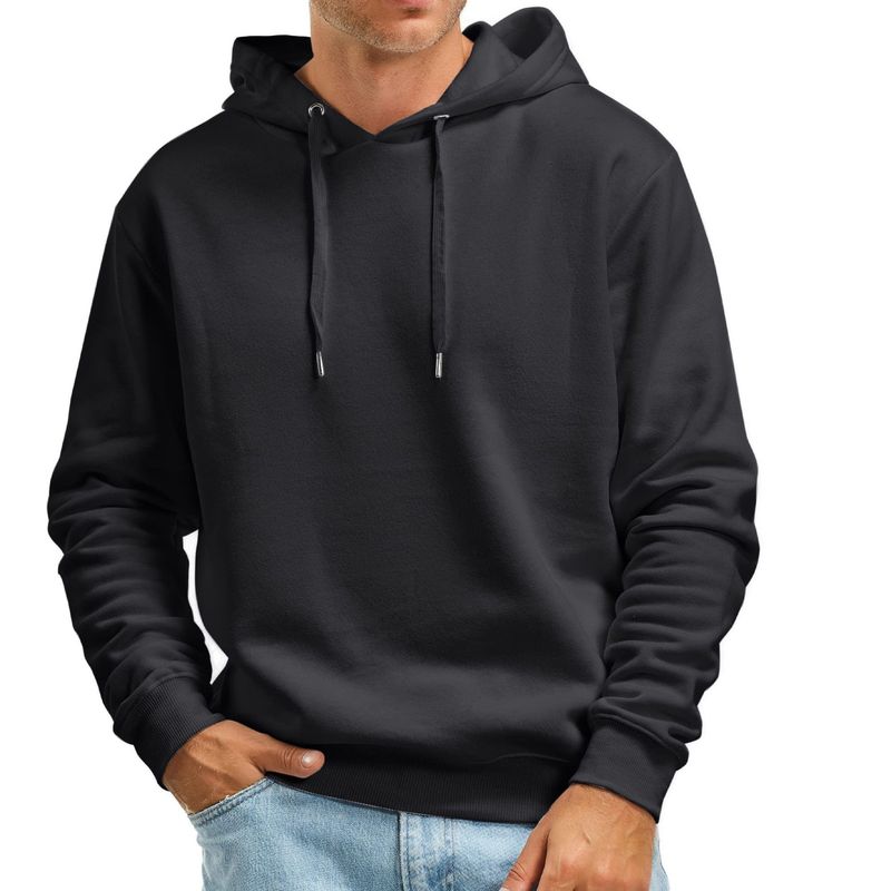 Felpa casual con cappuccio in pile tinta unita da uomo 2023_voghion.com