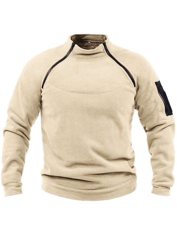 Men's Slim Fit Stand Collar Fleece Pullover Winter Casual Hooded Jacket For Outdoor & Daily Wear_voghion.com