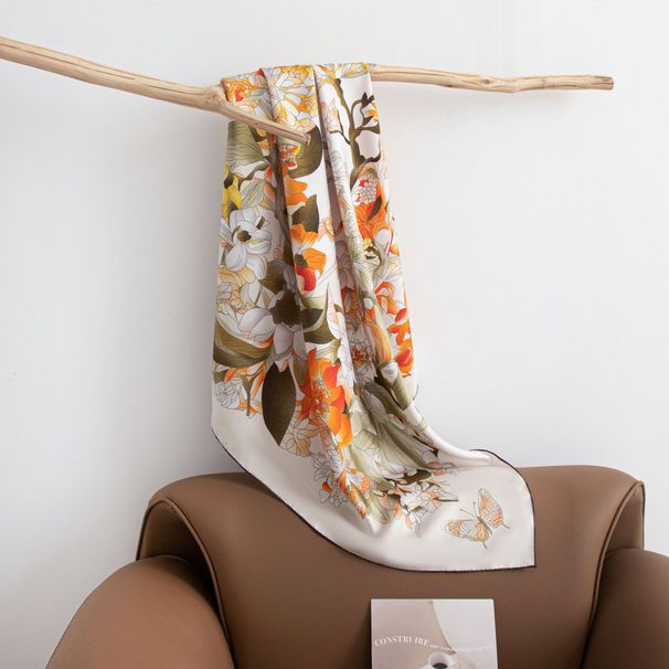 Schéckt 100% Maulbeerseid als Kaddo fir Mammen an eeler Leit, elegant a modesch véiereckeg Schal, villseitege Fraeschal_voghion.com