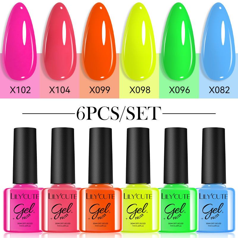 Cola para unhas, esmalte de cor sólida popular, conjunto de esmaltes com glitter, novo produto, conjunto com 6 frascos_voghion.com